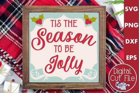 Retro Christmas Svg Sign, Tis The Season Holiday Cut File SVG Crafty Mama Studios 