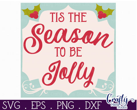 Retro Christmas Svg Sign, Tis The Season Holiday Cut File SVG Crafty Mama Studios 