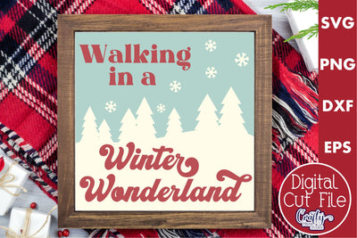 Retro Christmas Svg Sign, Winter Wonderland Holiday Cut File SVG Crafty Mama Studios 