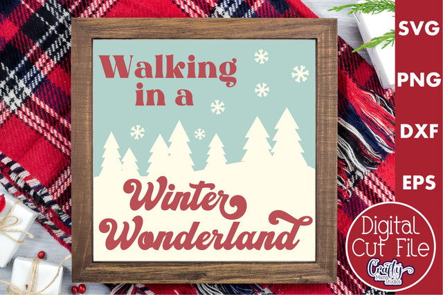 Retro Christmas Svg Sign, Winter Wonderland Holiday Cut File SVG Crafty Mama Studios 