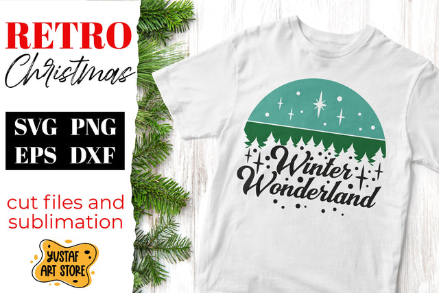 Retro Christmas SVG "Winter wonderland" quote for crafting SVG Yustaf Art Store 