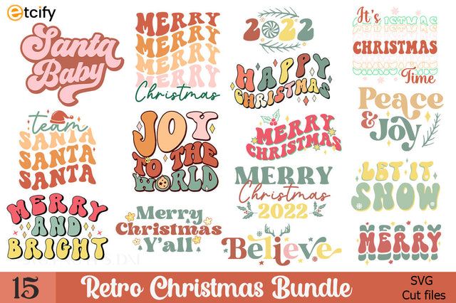Retro Christmas T-shirt Design Bundle SVG etcify 
