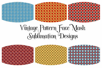 Retro Circle Pattern Face Mask Sublimation Designs Sublimation Digital Honeybee 