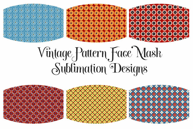 Retro Circle Pattern Face Mask Sublimation Designs Sublimation Digital Honeybee 