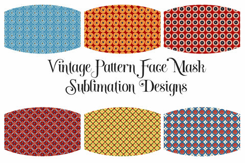 Retro Circle Pattern Face Mask Sublimation Designs Sublimation Digital Honeybee 