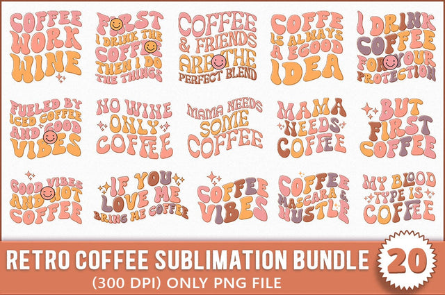 Retro Coffee PNG Sublimation Bundle SVG Shetara Begum 