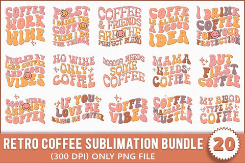 Retro Coffee PNG Sublimation Bundle SVG Shetara Begum 