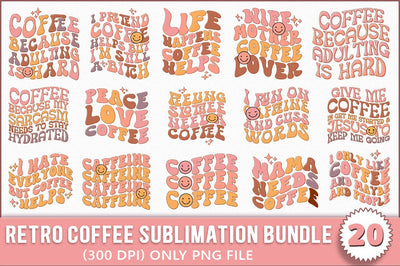 Retro Coffee Sublimation Bundle, PNG SVG Shetara Begum 