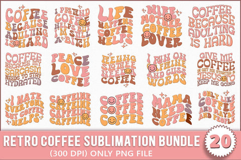Retro Coffee Sublimation Bundle, PNG SVG Shetara Begum 