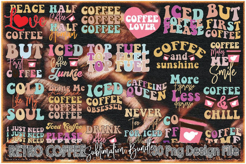 Retro Coffee Sublimation Bundle Sublimation Creativeart88 