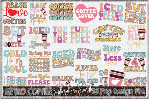 Retro Coffee Sublimation Bundle Sublimation Creativeart88 