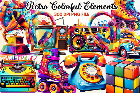 Retro Colorful Elements Collection Sublimation Regulrcrative 
