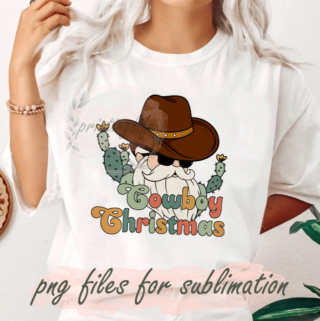 Retro Cowboy Christmas PNG File, Cowboy Sublimation Png, Retro Christmas Design Png, Western Christmas Png, Country Christmas Png, Digital Download Sublimation PrintingLife 