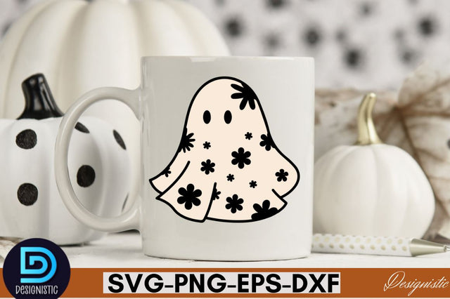 Retro Cute Ghost PNG Clipart Sublimation DESIGNISTIC 