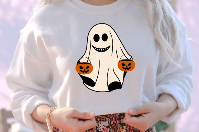 Retro Cute Ghost PNG Clipart Sublimation DESIGNISTIC 