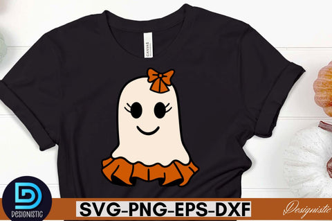 Retro Cute Ghost PNG Clipart Sublimation DESIGNISTIC 