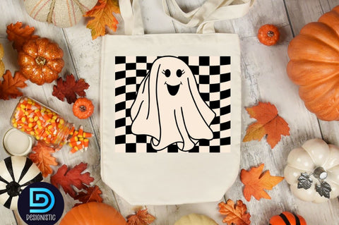 Retro Cute Ghost PNG Clipart Sublimation DESIGNISTIC 