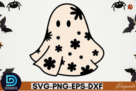 Retro Cute Ghost PNG Clipart Sublimation DESIGNISTIC 