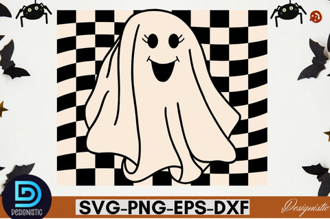 Retro Cute Ghost PNG Clipart Sublimation DESIGNISTIC 