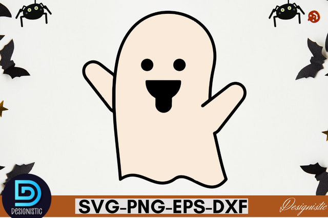 Retro Cute Ghost PNG Clipart Sublimation DESIGNISTIC 