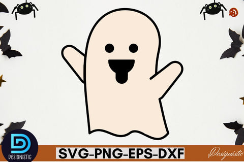 Retro Cute Ghost PNG Clipart Sublimation DESIGNISTIC 