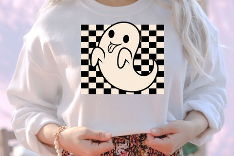 Retro Cute Ghost PNG Clipart Sublimation DESIGNISTIC 