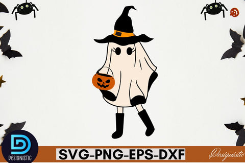 Retro Cute Ghost PNG Clipart Sublimation DESIGNISTIC 