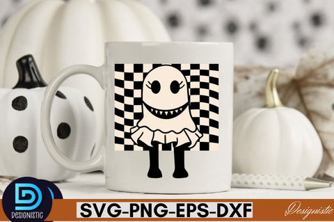 Retro Cute Ghost PNG Clipart Sublimation DESIGNISTIC 