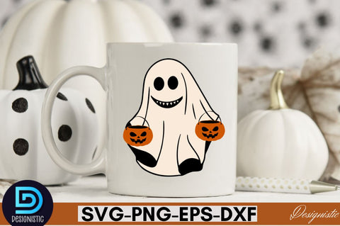 Retro Cute Ghost PNG Clipart Sublimation DESIGNISTIC 