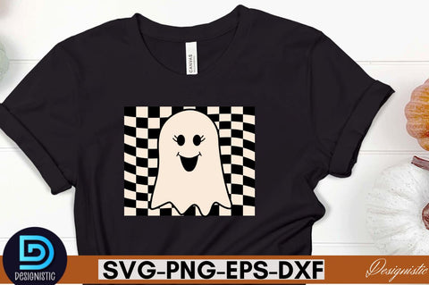 Retro Cute Ghost PNG Clipart Sublimation DESIGNISTIC 