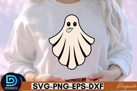 Retro Cute Ghost PNG Clipart Sublimation DESIGNISTIC 