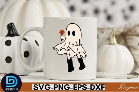 Retro Cute Ghost PNG Clipart Sublimation DESIGNISTIC 