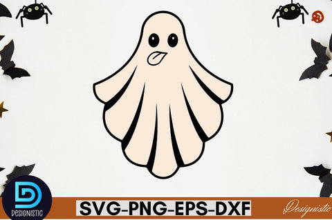 Retro Cute Ghost PNG Clipart Sublimation DESIGNISTIC 