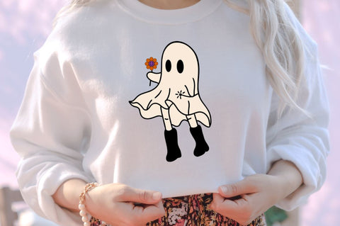 Retro Cute Ghost PNG Clipart Sublimation DESIGNISTIC 