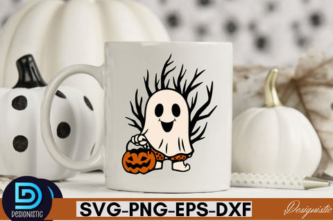 Retro Cute Ghost PNG Clipart Sublimation DESIGNISTIC 