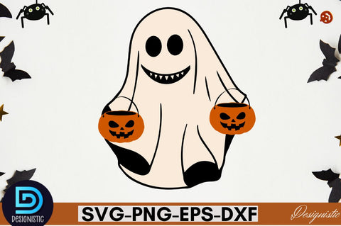 Retro Cute Ghost PNG Clipart Sublimation DESIGNISTIC 