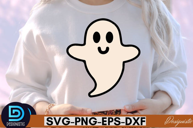 Retro Cute Ghost PNG Clipart Sublimation DESIGNISTIC 