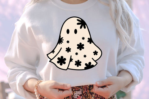 Retro Cute Ghost PNG Clipart Sublimation DESIGNISTIC 