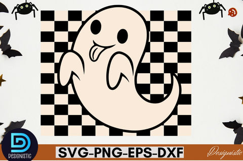 Retro Cute Ghost PNG Clipart Sublimation DESIGNISTIC 