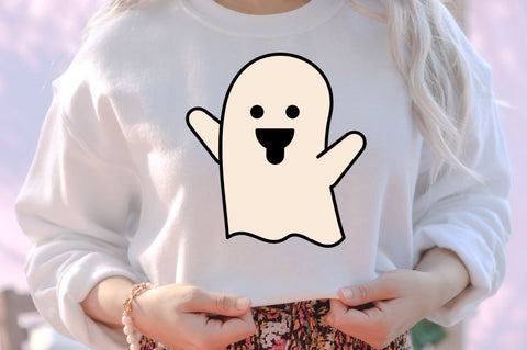 Retro Cute Ghost PNG Clipart Sublimation DESIGNISTIC 