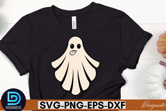 Retro Cute Ghost PNG Clipart Sublimation DESIGNISTIC 