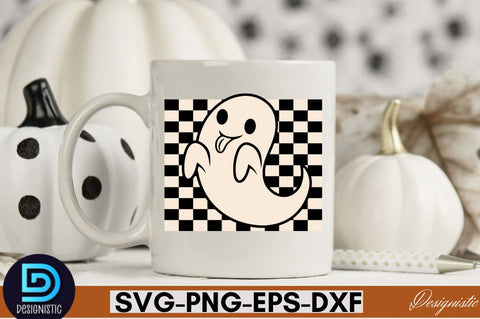Retro Cute Ghost PNG Clipart Sublimation DESIGNISTIC 