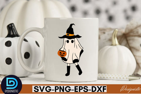 Retro Cute Ghost PNG Clipart Sublimation DESIGNISTIC 