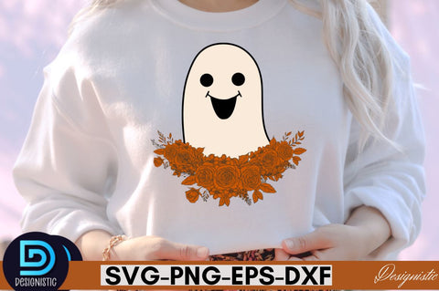 Retro Cute Ghost PNG Clipart Sublimation DESIGNISTIC 