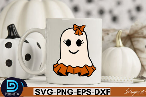 Retro Cute Ghost PNG Clipart Sublimation DESIGNISTIC 
