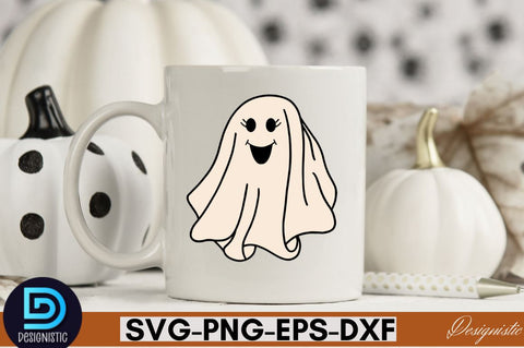 Retro Cute Ghost PNG Clipart Sublimation DESIGNISTIC 
