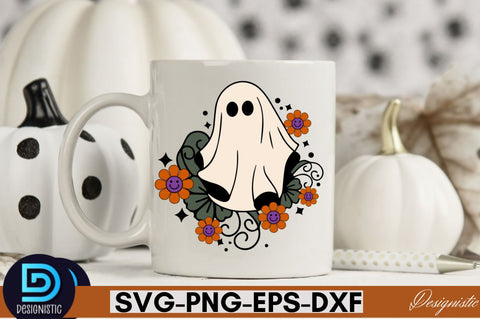 Retro Cute Ghost PNG Clipart Sublimation DESIGNISTIC 