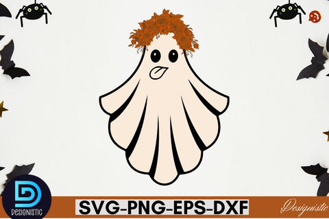 Retro Cute Ghost PNG Clipart Sublimation DESIGNISTIC 