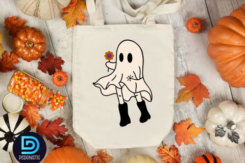 Retro Cute Ghost PNG Clipart Sublimation DESIGNISTIC 