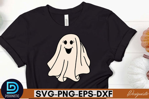 Retro Cute Ghost PNG Clipart Sublimation DESIGNISTIC 